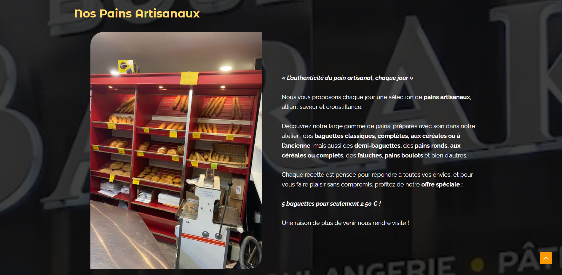 page produits - pains du site boulangerie el barakat réalisé par l'agence web musulmane my halal website