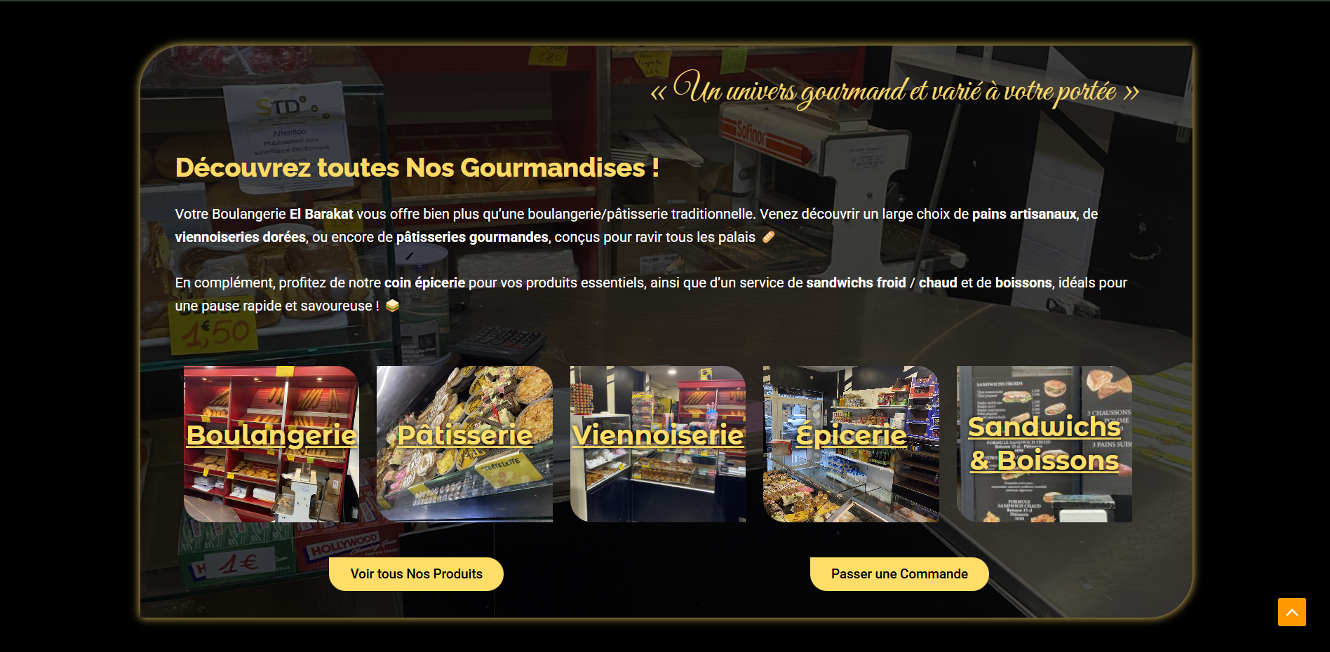 page produits du site boulangerie el barakat réalisé par l'agence numérique islamique my halal website