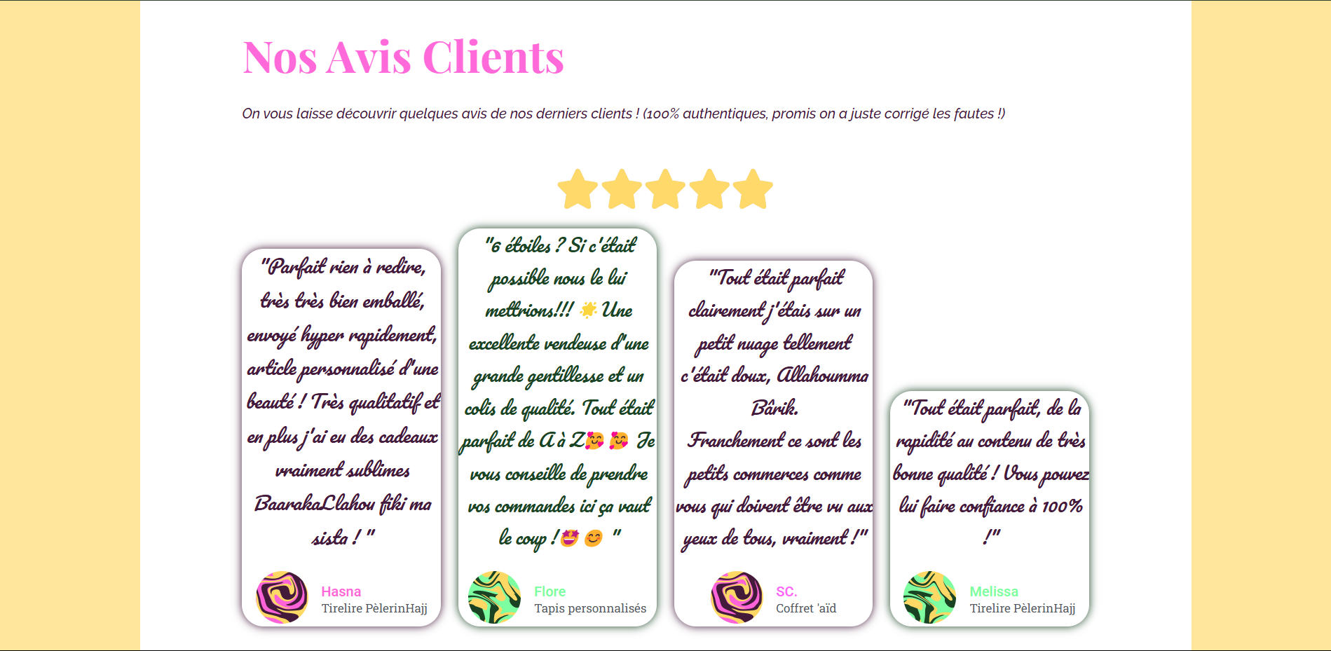 Avis clients du site muslima creative réalisé par l'agence web musulmane my halal website